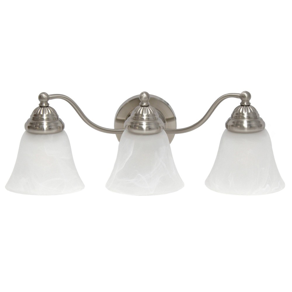 Photos - Light Bulb 3 Light Curved Metal and Alabaster White Glass Shade Vanity Wall Light Fix