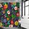 Boho Black Floral Shower Curtain, 72x72, 12 Hooks, Bohemian Style - 3 of 4