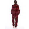 Just Love Womens One Piece Buffalo Plaid Adult Bodysuit Faux Sherling Lined Hoody Pajamas - 3 of 3