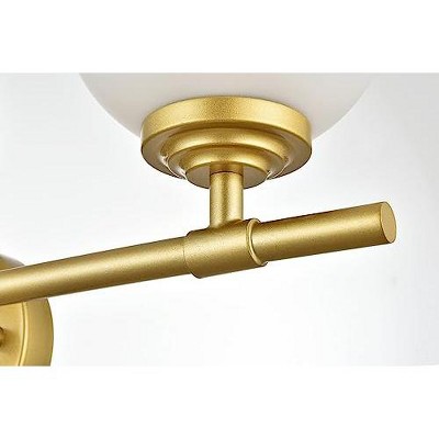 Brass and Frosted Glass 3-Light Dimmable Bath Sconce