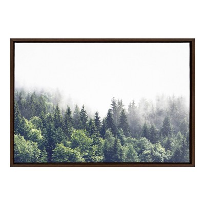 23" x 33" Sylvie Lush Green Forest on a Foggy Day Framed Canvas by the Creative Bunch Studio Brown - Kate & Laurel All Things Decor