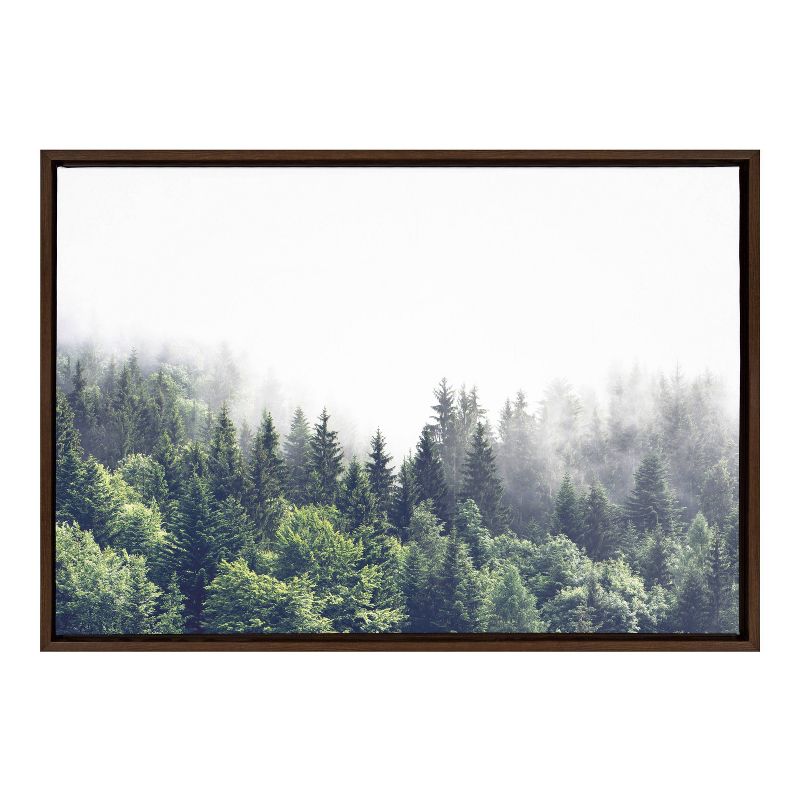 Sylvie Lush Green Forest on a Foggy Day Framed Canvas - Kate & Laurel All Things Decor, 1 of 6