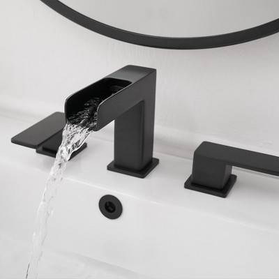 Matte Black Widespread 2-Handle Bathroom Faucet with Metal Drain