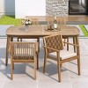 5 Piece Acacia Wood Outdoor Dining Set, 70'' Rectangular Patio Dining Table and 4 Chairs with Cushions, Wooden Garden Dining Set-Coolbibila - 2 of 4
