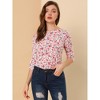 INSPIRE CHIC Women's Elbow Sleeves Boat Slim Fit Casual Stripe Animal Print Multi Floral Pattern T-Shirt - 3 of 4