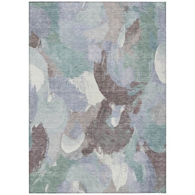 HomeRoots 5' X 8' Pale Aqua Brown And Ivory Abstract Washable Indoor Outdoor Area Rug