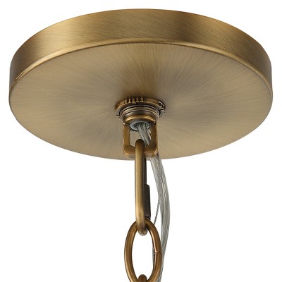 Antique Brass and Glass Two-Tier 9-Light Pendant