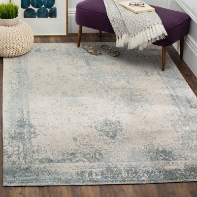 Classic Gray Flat Woven Reversible Cotton Area Rug, 8' x 11'