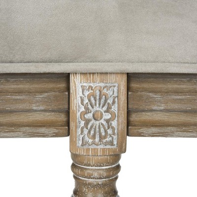 Rocha 47'' Grey Velvet Tufted Transitional Wood Bench in Rustic Oak