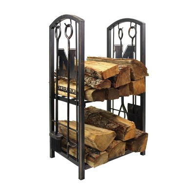 NCAA Nebraska Fireplace Wood Holder & Tool Set