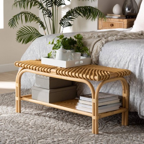 Himari Rattan Accent Bench Natural Brown Baxton Studio Target