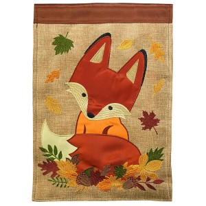 Fox Fall Dark Brown and Orange 13 X 19 Burlap Outdoor Hanging Garden Flag - 1 of 2