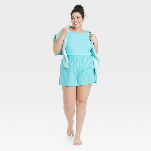 Women's Striped Boxer Pajama Shorts - Colsie™ Blue 2X