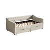 Kumasinova Twin/Full Size Daybed with 2 Storage Drawers,Fabric Upholstered Sofa Bed with Button Tufted Back & Piped Arms for Living Room,Bedroom - 4 of 4