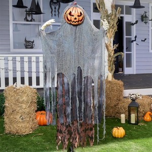 Joyfy 67'' Halloween Standing Pumpkin Ghost Outdoor Decoration, Sound-Actived Life Size Animatronics Ghost Haunted House Props for Garden Yard Lawn - 1 of 4