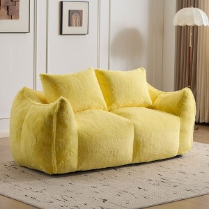 Sapphtopaz Oversized Bean Bag Couch with Pillows,Soft Loveseat Sofa Bed with Memory Foam for Adults,Fluffy 2-Seat Sofa for Living Room,Bedroom - 1 of 4