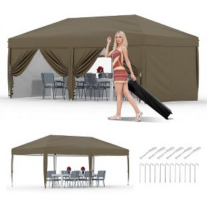 10'x10' Pop Up Canopy Tent, Waterproof Outdoor Canopy, Roller Bag, 4 x Sandbags, 4 x Stakes - 1 of 4