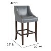 Emma and Oliver 30"H Transitional Upholstered Walnut Barstool with Accent Nails - 4 of 4