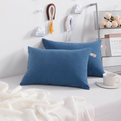 Compact White Microfiber Down Alternative Travel Pillows, 2-Pack
