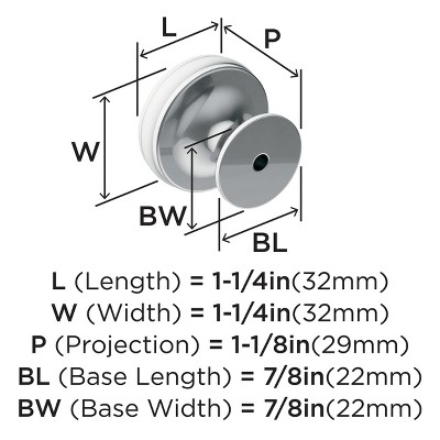 Polished Chrome Round Traditional Cabinet Knob with Mounting Hardware