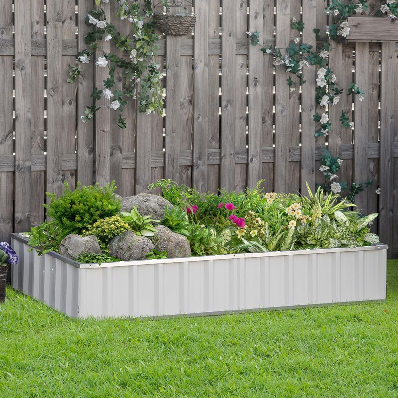 Outsunny 69'' x 36'' Galvanized Raised Garden Bed, DIY Large Planter for Outdoor Plants, No Bottom w/ A Pairs of Glove for Backyard, Patio to Grow Vegetables, Herbs, and Flowers, 3 of 7