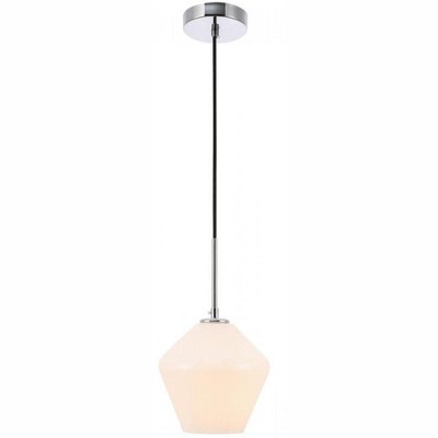 Elegant Lighting Gene 1 light Chrome and Frosted white glass pendant