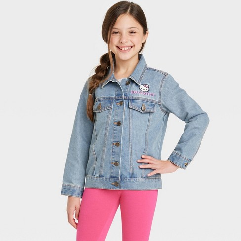 Girls' Sanrio Hello Kitty Jean Jacket - Blue XS