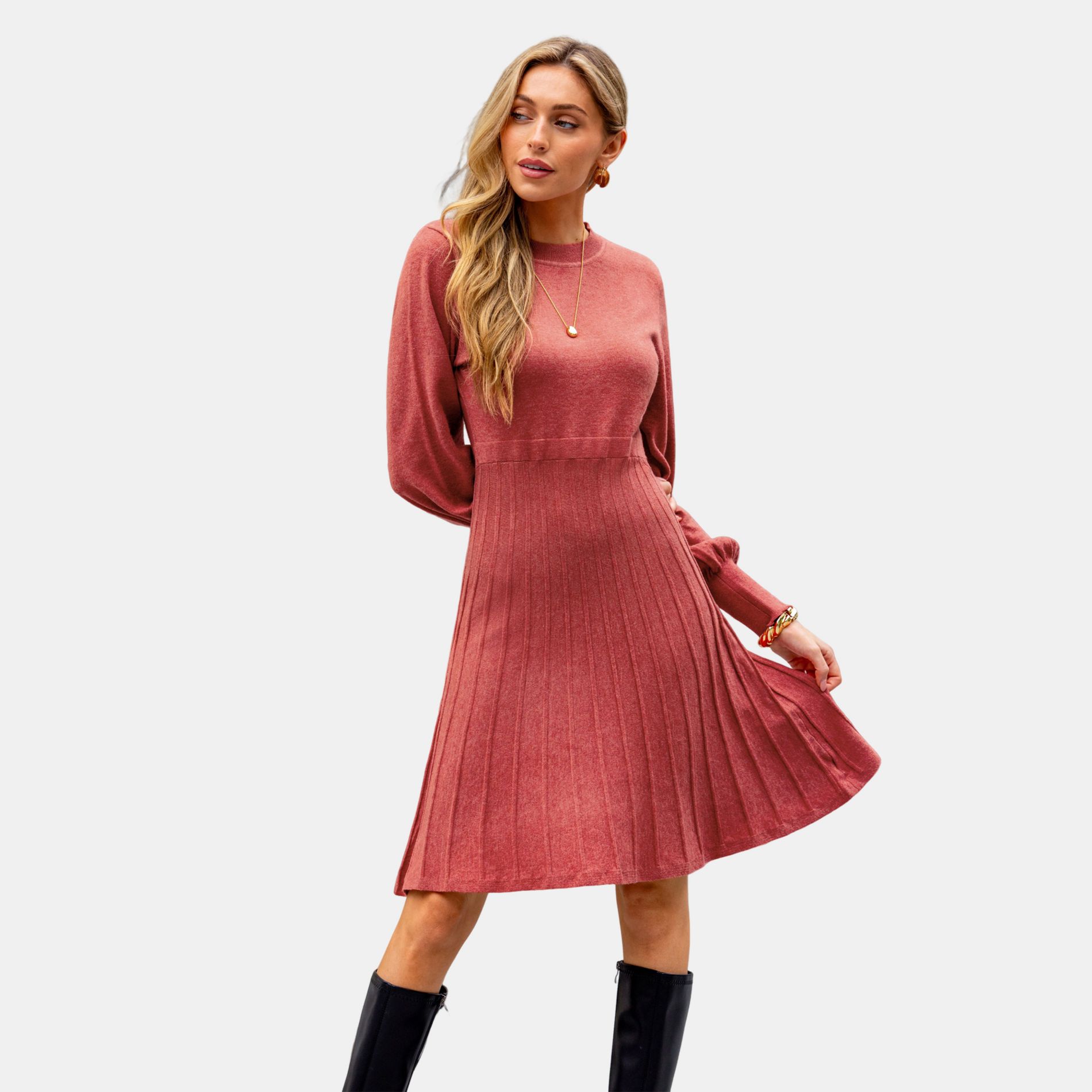 Women's Elegant Ribbed Knit Sweater Dress - Cupshe