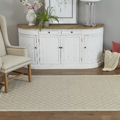 Tan Geometric Stain-Resistant Synthetic Indoor/Outdoor Rug 2' x 3'