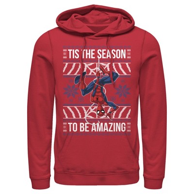 Men's Marvel Ugly Christmas Spider-Man Season Pull Over Hoodie