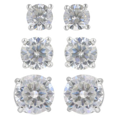 silver stud earrings set