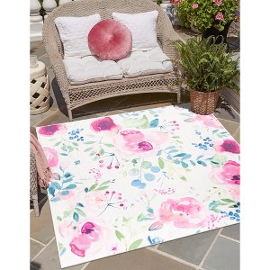 Jill Zarin Caribbean Outdoor Barbados Floral and Botanical Washable Flatweave Woven Area Rug - 1 of 4