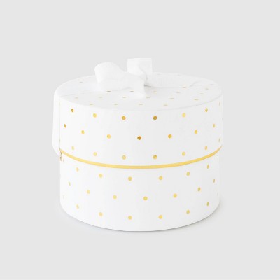 Small Round Swiss Dot Gift Box White/Gold - Sugar Paper™