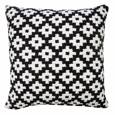HomeRoots 20" X 20" Black And White 100% Cotton Geometric Zippered Pillow
