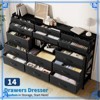 55" Fabric Dresser with 14 Drawers, 2 Shelves & Side Pocket, Sturdy Steel Frame, Wood Top, Anti-Tip Kit for Bedroom and Living Room - 3 of 4