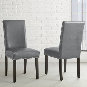 Set of 2 Verano Side Chairs Espresso/Gray - Steve Silver Co.: Parsons Style, Faux Leather, Nailhead Trim - 1 of 3