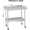 Acekool Stainless Steel Table with Wheels, 60x24in Heavy Duty Prep Workstation, Backsplash & Adjustable Shelf for Kitchen, Restaurant, Office - 3 of 4