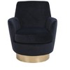 TIRAMISUBEST Velvet Swivel Barrel Chair, Accent Armchair with Gold Stainless Steel Base, Comfy Round Reading Chair for Living Room, Bedroom (Black) - 4 of 4