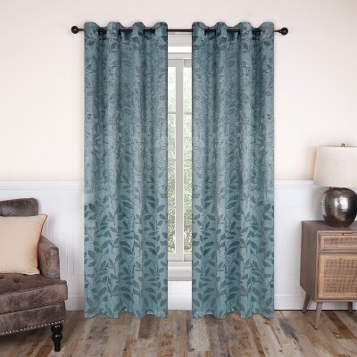 Modern Bohemian Leaves Room Darkening Semi-Blackout Curtains, Set of 2 by Blue Nile Mills