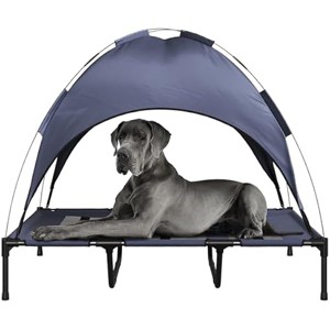 PETMAKER Elevated Dog Bed with Canopy - 48x36-Inch Portable Pet Bed with Non-Slip Feet - Indoor/Outdoor Dog Cot with Carrying Case (Blue) - 1 of 1