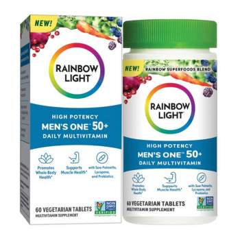 Rainbow Light Mens One 50+ High Potency Daily Multivitamin for Men Age 50 and Over, Promotes Whole Body Health, Supports Muscle Health, Vegetarian,