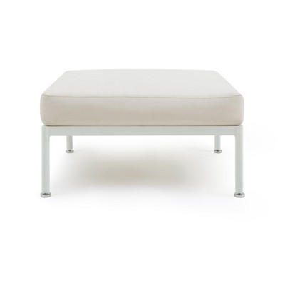 Cream Outdoor Ottoman with Powder-Coated Aluminum Frame