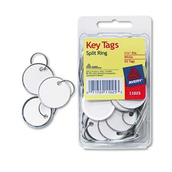 Avery Card Stock Metal Rim Key Tags 1 1/4 dia White 50/Pack 11025