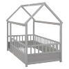 Cesicia Floor Wooden Bed with House Roof Frame, Fence Guardrails - 3 of 4