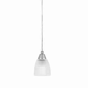 Toltec Lighting Cord 1 - Light Pendant in  Brushed Nickel with 5" Clear Ribbed Shade - 1 of 1