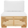 vidaXL Solid Teak Wood Patio Middle Sofa with Cream Cushions - Weather-Resistant Outdoor Furniture for Terrace, Garden, Cozy Seating Arrangement - 3 of 4