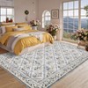 Modern Foldable Area Rugs for Living Room Vintage Striped Washable Low Pile Carpet Navy Indoor Easy Care Soft Non Slip Rug - 4 of 4