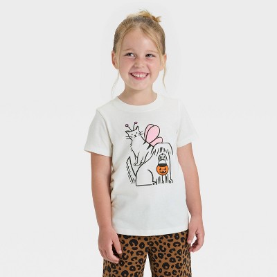Toddler Girls' Short Sleeve Halloween Graphic T-Shirt - Cat & Jack™ Cream