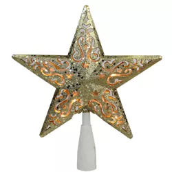 Northlight 8.5" Gold Glitter Star Christmas Tree Topper - Clear Lights
