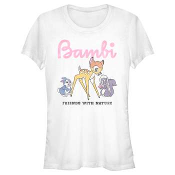 Juniors Womens Bambi Distressed Friends with Nature T-Shirt